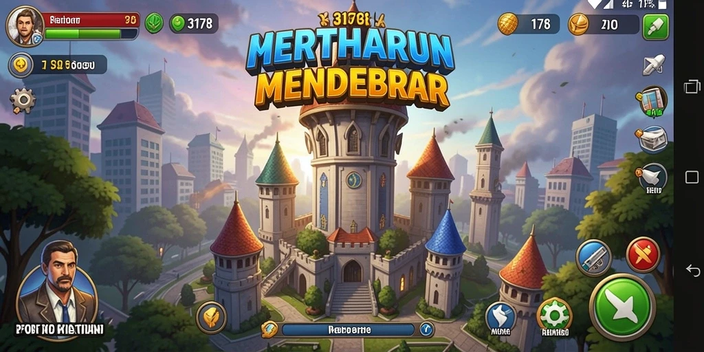 Tangkapan layar gameplay menampilkan menara yang bertahan dari serangan musuh.