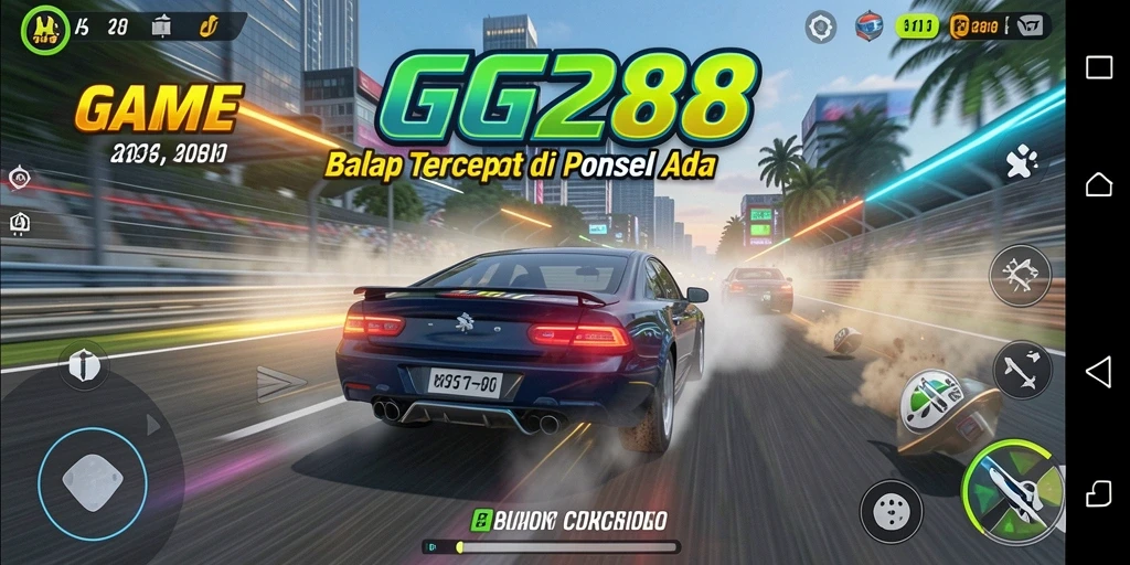 Tampilan gameplay balapan yang mendebarkan di GG288.