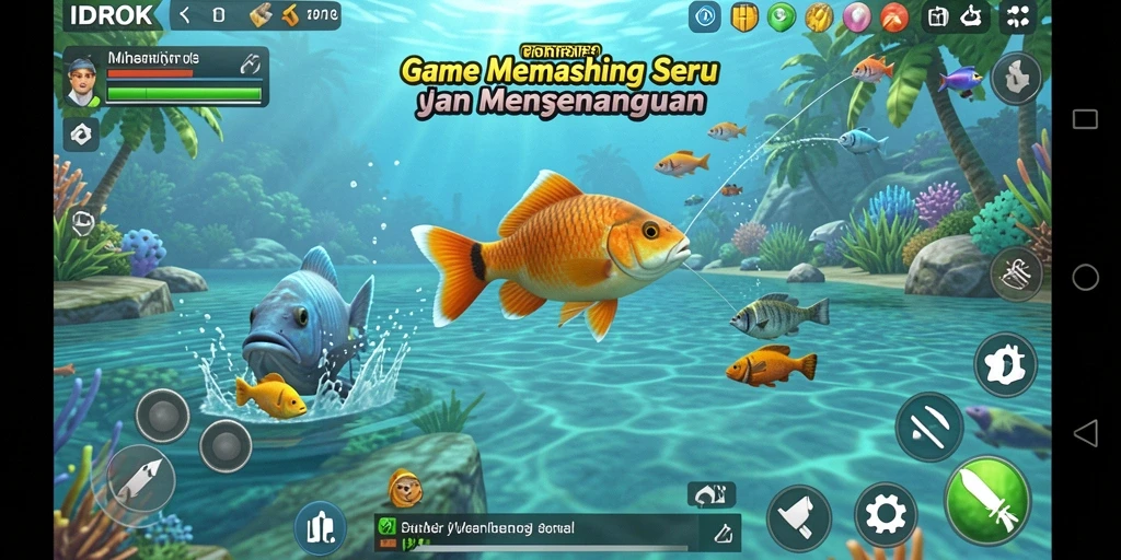 Gameplay menarik IDROK saat memancing di suasana alam yang indah.