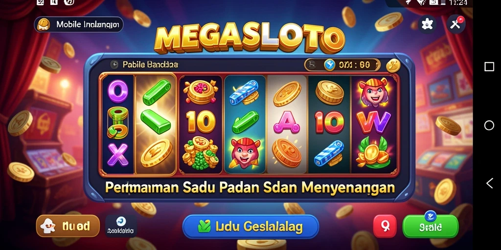 Tampilan menarik dari gameplay Match-3 MEGASLOTO yang penuh warna.