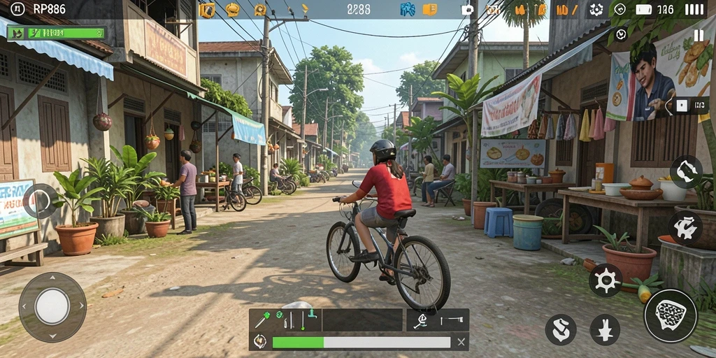 Tampilan menarik dari gameplay RP886 yang menggambarkan simulasi kehidupan.