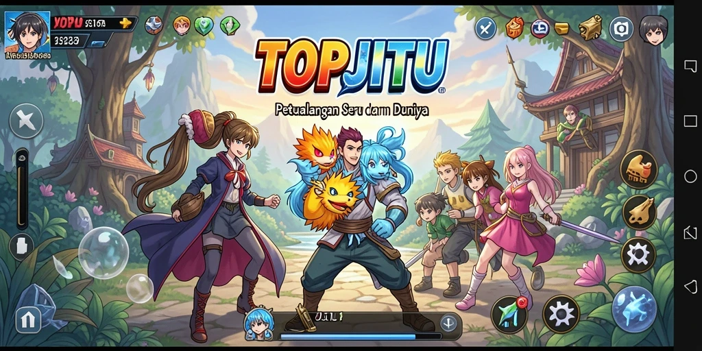 Screenshot gameplay menunjukkan aksi seru dengan karakter Anime.